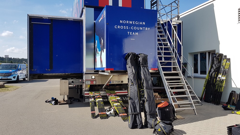 Norwegian waxing truck in Oberhof, Germany Norwegian waxing truck