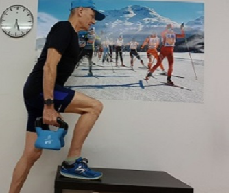 Building strong quads helps you skiing up the hills, especially when  ski skating Step-up with weight